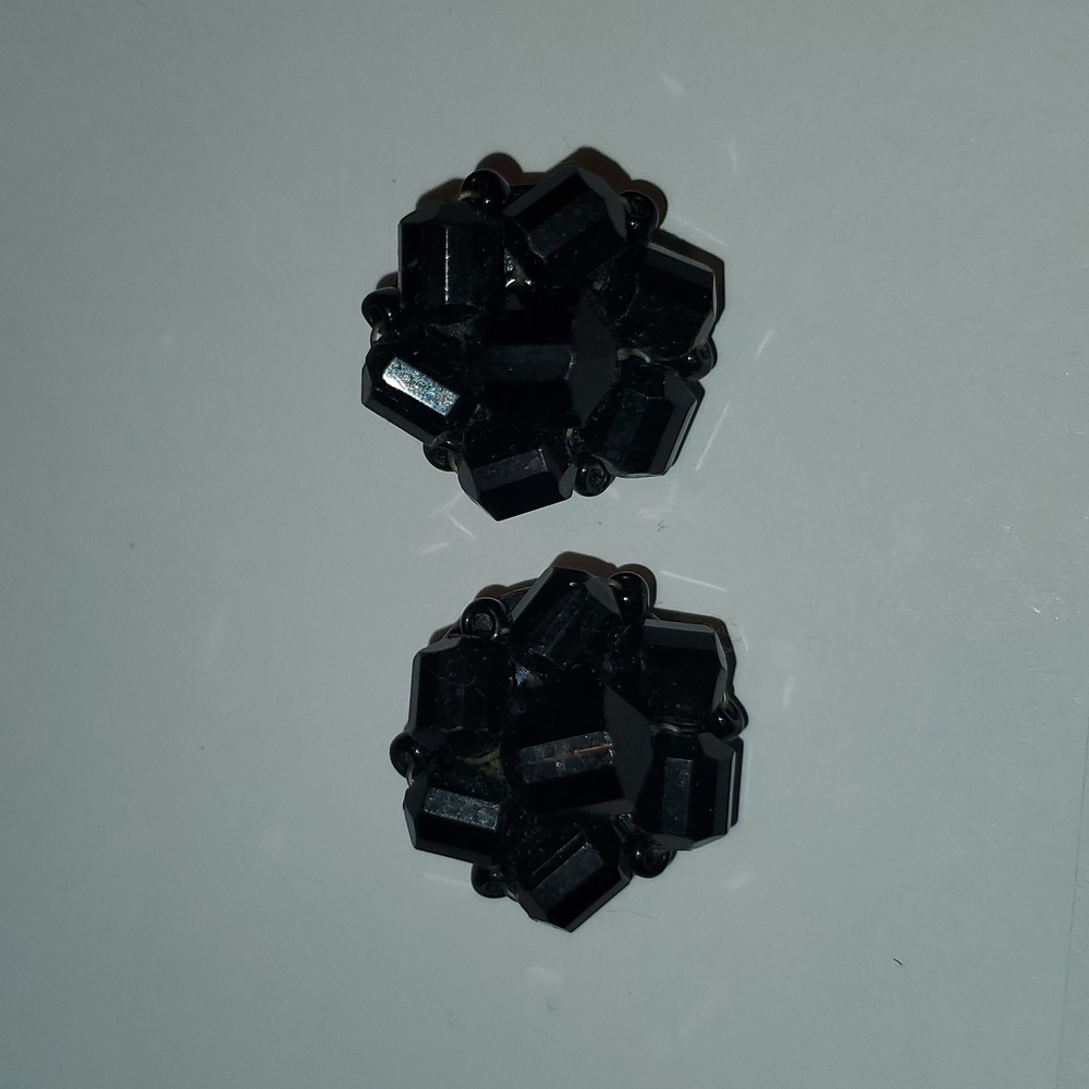 Germany Vintage Black Onyx clip on Earrings